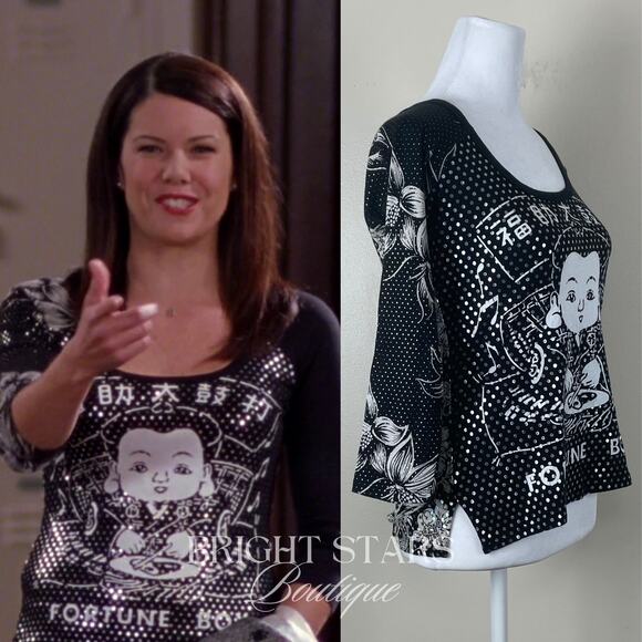 Extremely Rare Fortune Boy Top ASO Lorelai Gilmore Girls 3/4 Sleeve Y2K Graphic - Picture 2 of 8